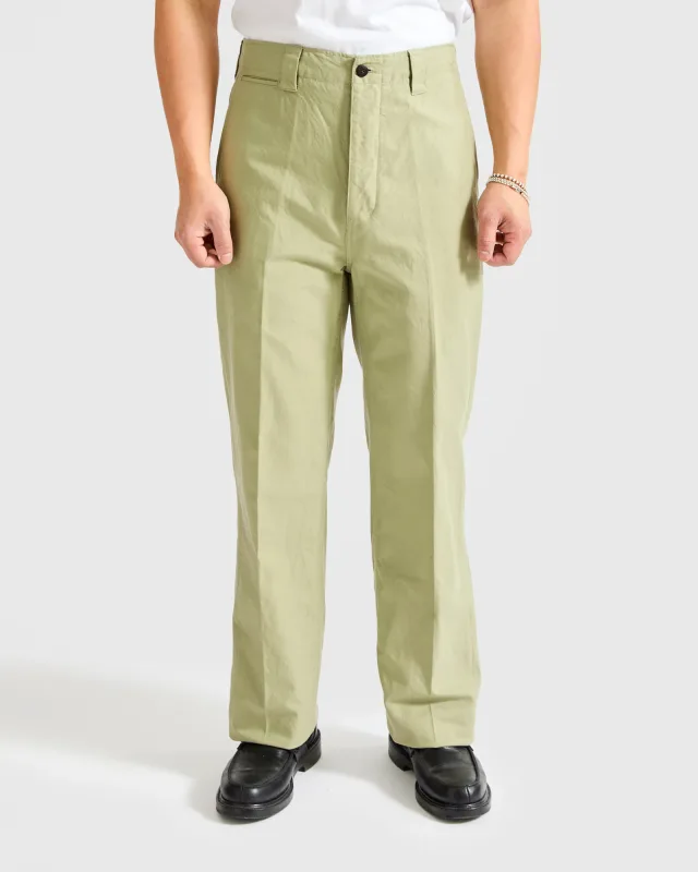 Wide Chino Pants in Light Green Blue Owl Workshop product image 2