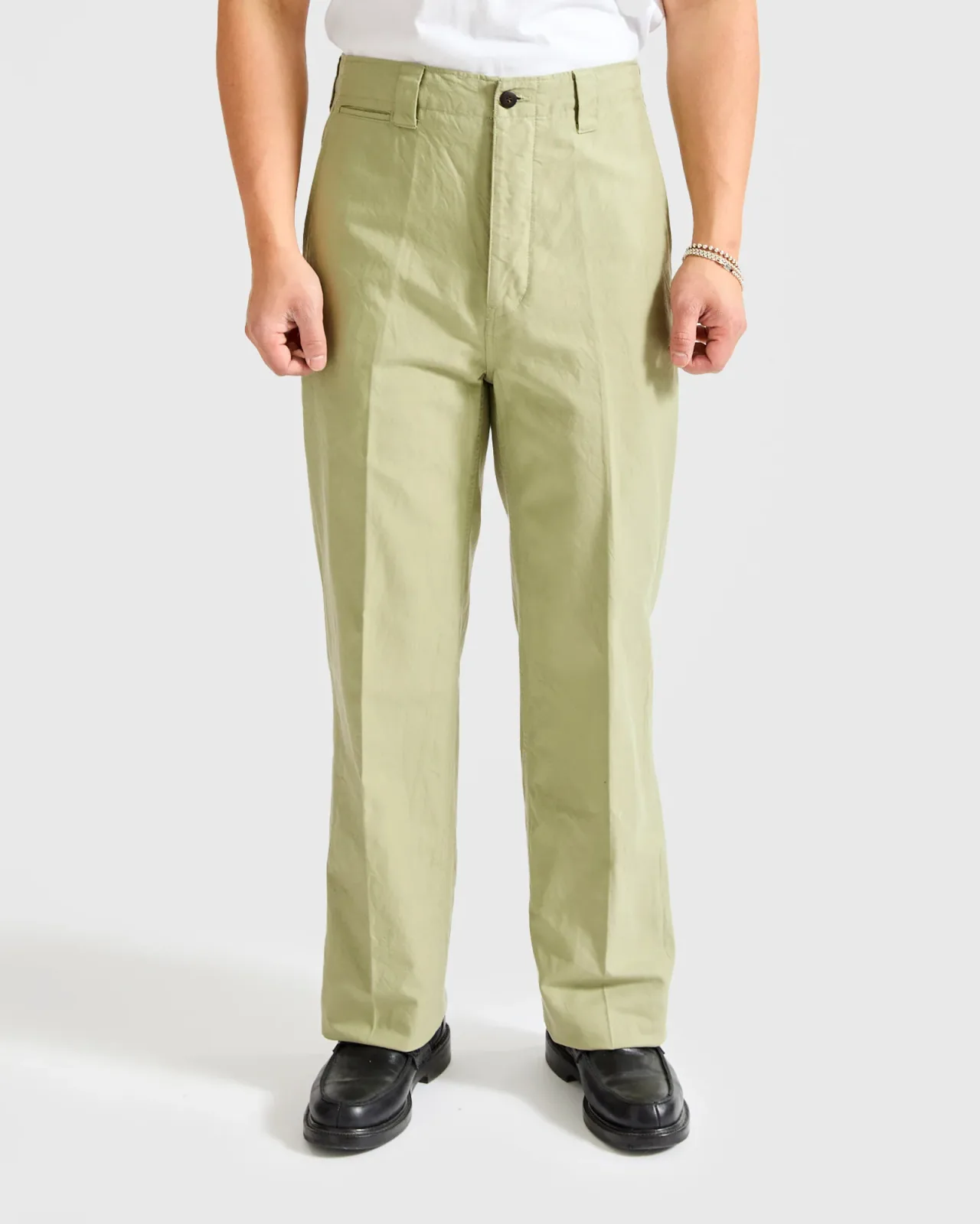 Wide Chino Pants in Light Green Blue Owl Workshop product image 2